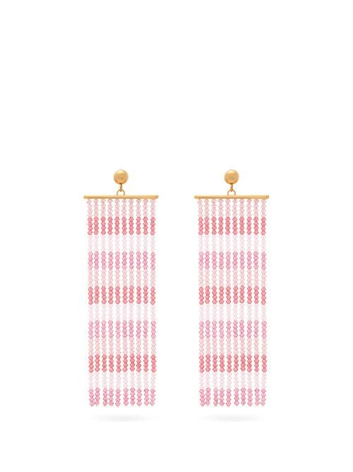 Matchesfashion.com Jacquemus - Rideaux Beaded-tassel Earrings - Womens - Pink