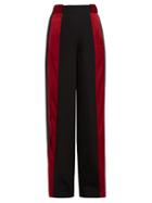 Matchesfashion.com Marni - Satin Stripe High Rise Crepe Trousers - Womens - Black Red