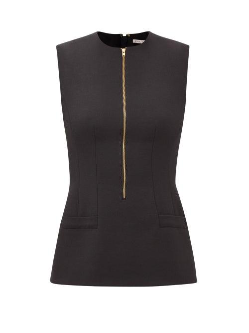 Emilia Wickstead - Hugh Zip-front Wool-crepe Top - Womens - Black