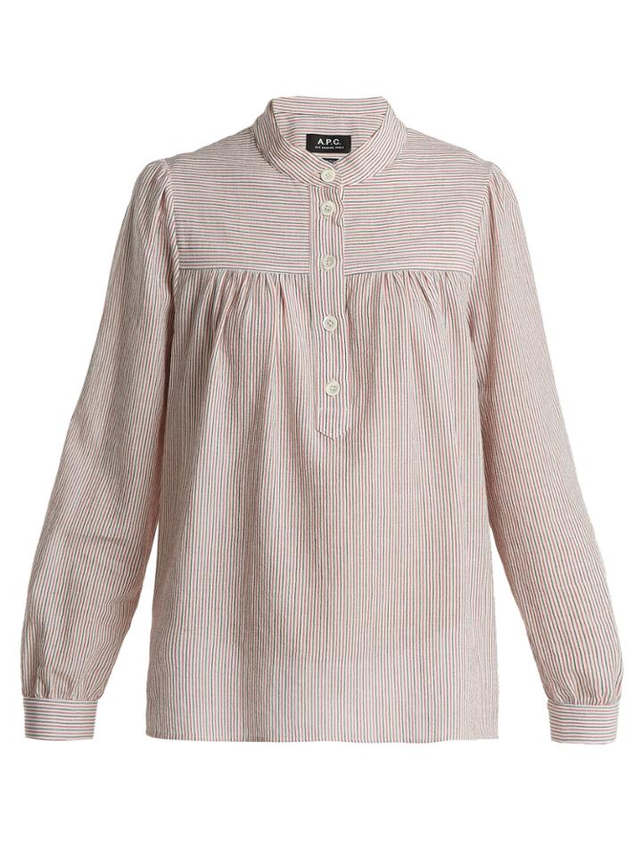 A.p.c. Loula Striped Cotton Blouse