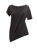 Ann Demeulemeester - Boat-neck Gathered Silk-georgette T-shirt - Womens - Black