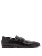 Matchesfashion.com Bottega Veneta - Alligator-effect Leather Loafers - Mens - Black