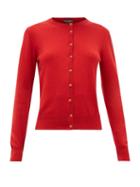 Matchesfashion.com Dolce & Gabbana - Dg Crystal Button Cashmere Cardigan - Womens - Red