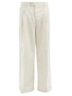Matchesfashion.com Eckhaus Latta - Wide-leg Striped Cotton-blend Poplin Trousers - Mens - Beige