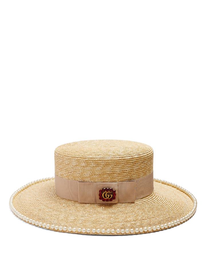 Gucci Embellished Straw Hat