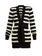 Matchesfashion.com Balmain - Striped Knitted Cardigan - Womens - Black Stripe