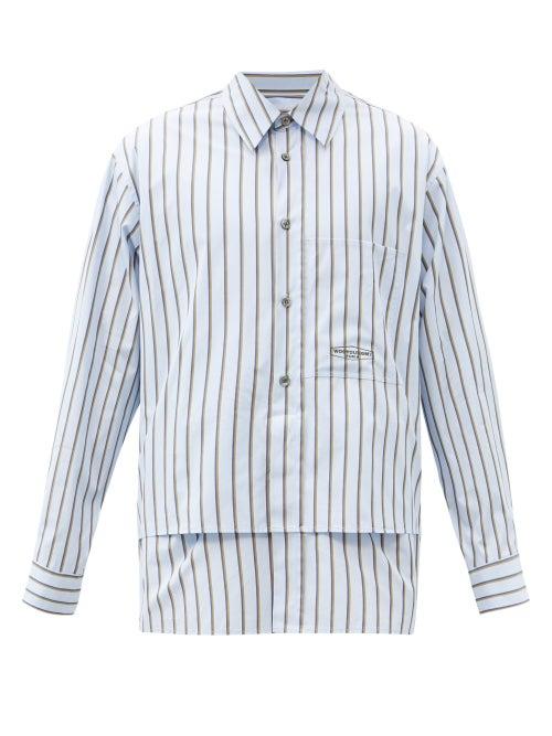 Matchesfashion.com Wooyoungmi - Layered Striped Cotton-poplin Shirt - Mens - Blue