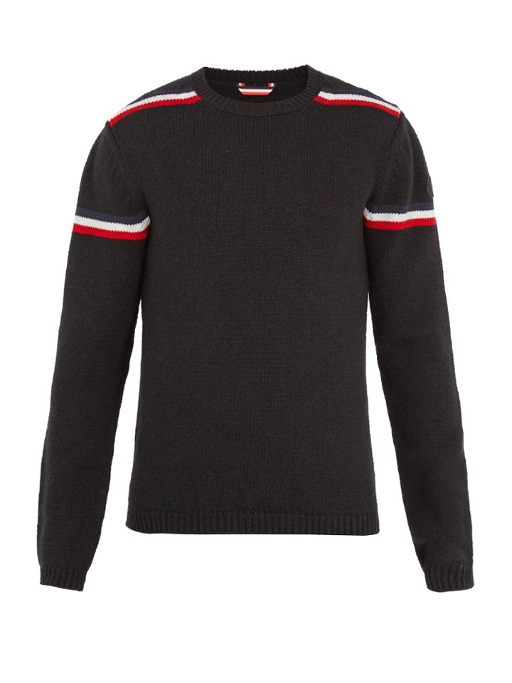 Moncler Crew-neck Stripe-intarsia Wool Sweater