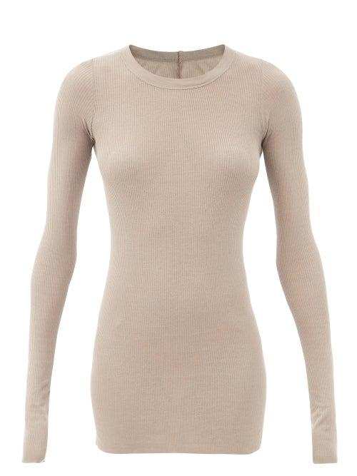 Matchesfashion.com Rick Owens - Elongated Long-sleeved Ribbed-jersey T-shirt - Womens - Grey
