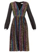 Matchesfashion.com Mary Katrantzou - Isla Sequinned Crepe Midi Dress - Womens - Black Multi