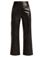 Matchesfashion.com Khaite - Roxanne Straight Leg Leather Trousers - Womens - Black