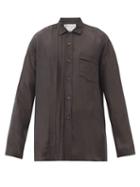 Matchesfashion.com By Walid - Tristan Pintuck-pleat Washed-silk Shirt - Mens - Black