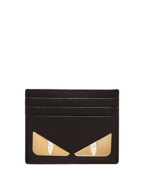 Matchesfashion.com Fendi - Bag Bugs Leather Cardholder - Womens - Black Gold