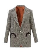 Matchesfashion.com Blaz Milano - Sedov Herringbone Twill Single Breasted Blazer - Womens - Black White