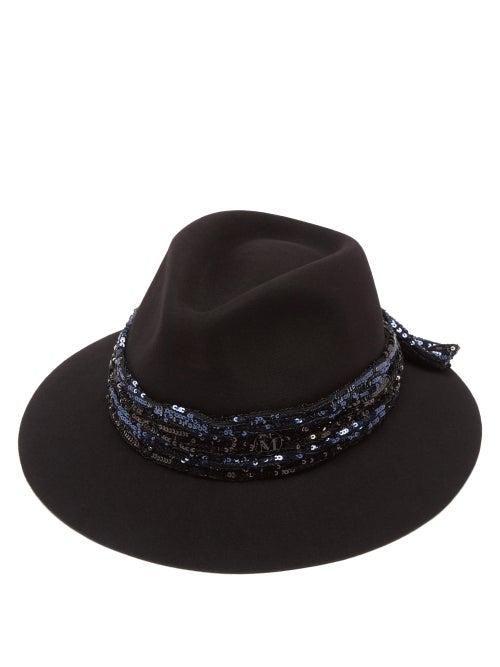 Maison Michel - Rico Sequinned Wool-felt Fedora Hat - Womens - Black Blue
