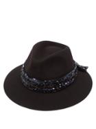 Maison Michel - Rico Sequinned Wool-felt Fedora Hat - Womens - Black Blue