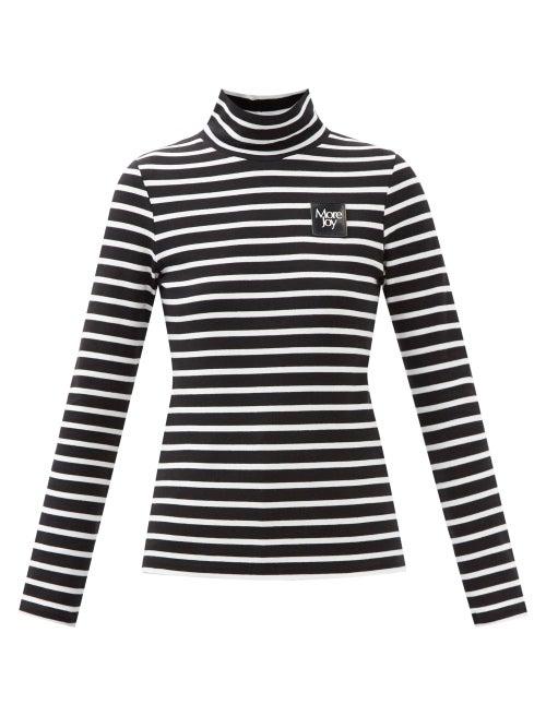 More Joy By Christopher Kane - Logo-patch Striped Cotton-jersey Top - Womens - Black