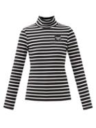 More Joy By Christopher Kane - Logo-patch Striped Cotton-jersey Top - Womens - Black