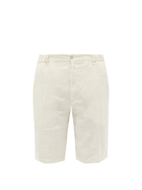 120 Lino 120% Lino - Linen-hopsack Shorts - Mens - Cream
