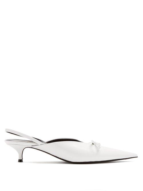 Matchesfashion.com Balenciaga - Knife Leather Slingback Pumps - Womens - White