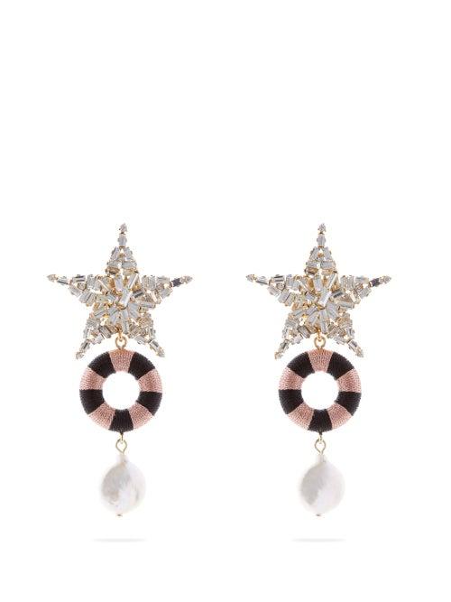 Matchesfashion.com Maryjane Claverol - Romina Crystal-embellished Star Drop Earrings - Womens - Pink Multi