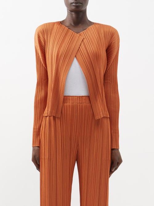 Pleats Please Issey Miyake - Technical-pleated Cardigan - Womens - Orange