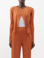 Pleats Please Issey Miyake - Technical-pleated Cardigan - Womens - Orange