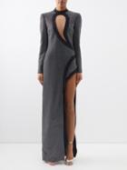 David Koma - Cutout Crystal-embellished Crepe Gown - Womens - Black Silver