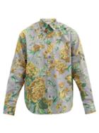 Matchesfashion.com Givenchy - Rose-print Cotton-poplin Shirt - Mens - Grey Multi