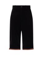 Gucci - Leather-strap Cotton-velvet Cropped Trousers - Womens - Black