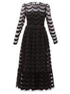 Matchesfashion.com Redvalentino - Scallop-flocked Swiss-dot Tulle Dress - Womens - Black