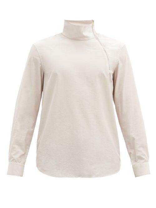 Matchesfashion.com Paul Smith - Zipped High-neck Poplin Shirt - Mens - Cream