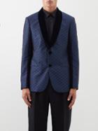Giorgio Armani - Silk-jacquard Tuxedo Jacket - Mens - Blue