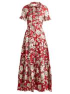 Matchesfashion.com La Doublej - Long & Sassy Lilium Print Silk Twill Dress - Womens - Red Print