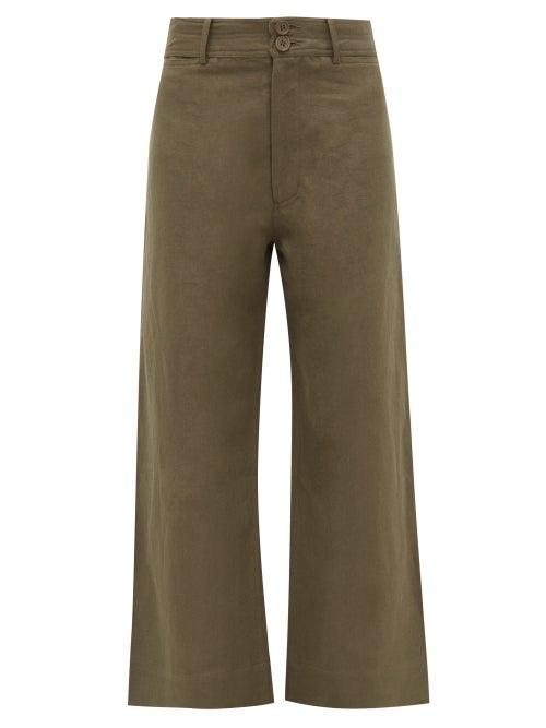 Matchesfashion.com Apiece Apart - Merida Linen And Cotton Blend Twill Trousers - Womens - Khaki