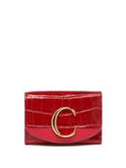 Matchesfashion.com Chlo - The C Logo Crocodile Embossed Leather Wallet - Womens - Red