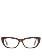 Matchesfashion.com Gucci - Side Striped Cat Eye Acetate Glasses - Womens - Tortoiseshell