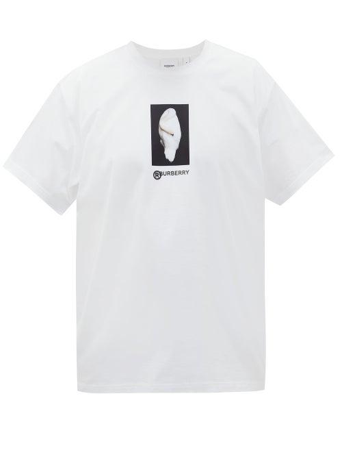 Matchesfashion.com Burberry - Cape Swan-print Cotton T-shirt - Mens - White