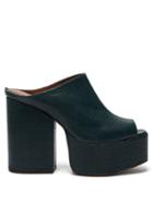 Matchesfashion.com Osman - Brigitte Lizard-effect Leather Platform Mules - Womens - Dark Green