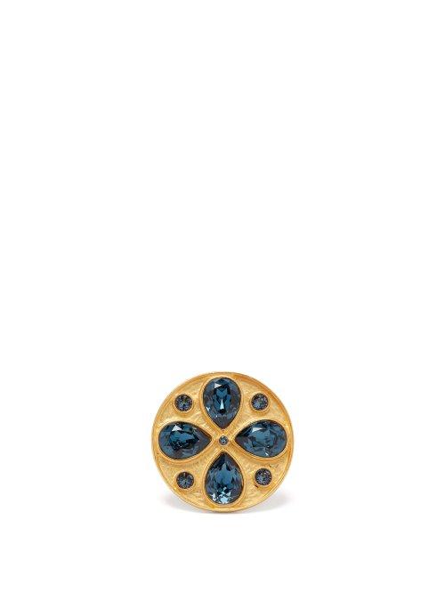 Matchesfashion.com Rebecca De Ravenel - Pamina Gold Plated Swarovski Crystal Ring - Womens - Blue