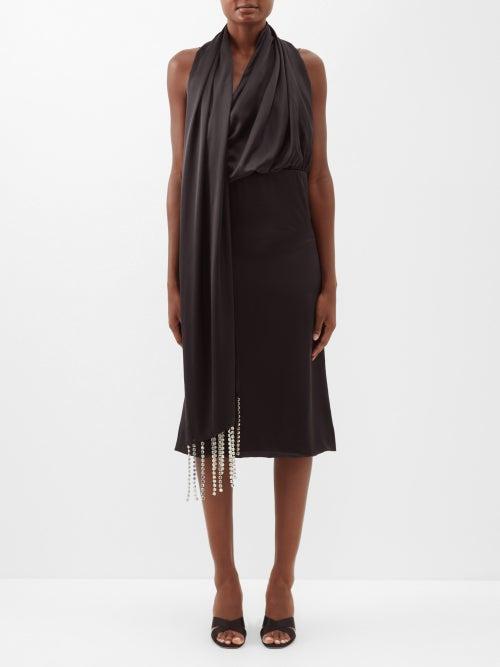 Dodo Bar Or - Julia Scarf-neck Silk-satin Midi Dress - Womens - Black Silver