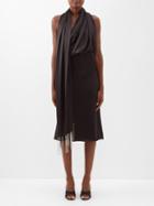 Dodo Bar Or - Julia Scarf-neck Silk-satin Midi Dress - Womens - Black Silver