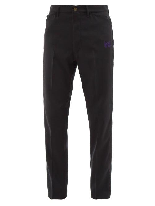 Needles - Butterfly-embroidered Twill Trousers - Mens - Black