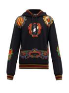 Matchesfashion.com Dolce & Gabbana - Heraldic Print Hooded Sweatshirt - Mens - Black Multi