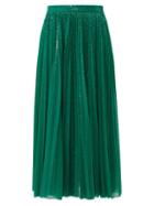 Matchesfashion.com Msgm - Sequinned Pleated Midi Skirt - Womens - Green