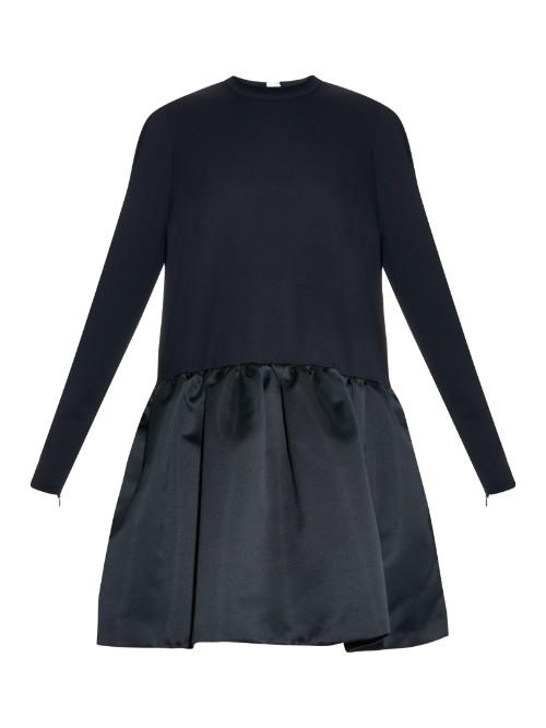 Rochas Drop-waist Satin And Wool Dress