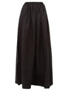 Matchesfashion.com Matteau - Hemline-slit Linen-blend Maxi Skirt - Womens - Black