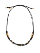Matchesfashion.com Valentino Garavani - Stud-embellished Braided Necklace - Mens - Black Gold