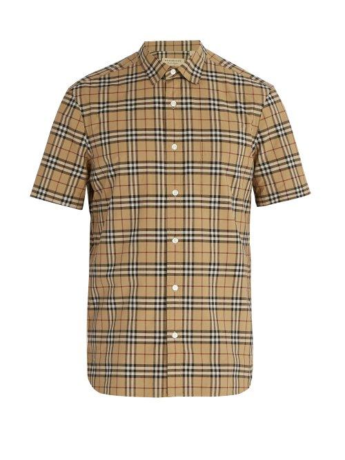 Matchesfashion.com Burberry - Vintage Check Cotton Shirt - Mens - Camel