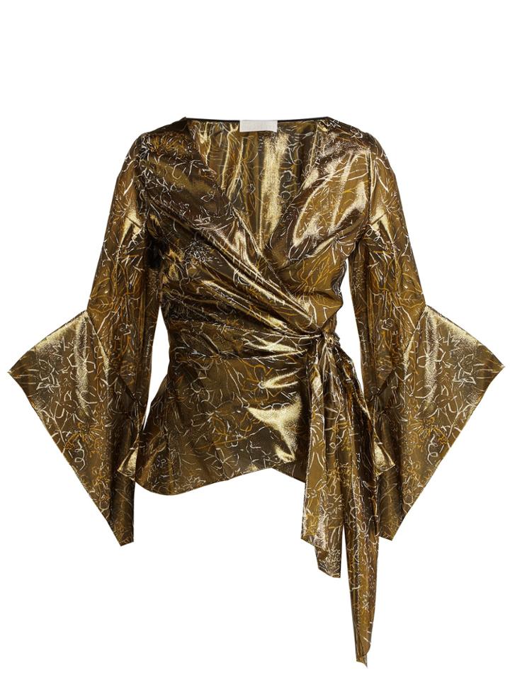 Peter Pilotto Silk-blend Lam Wrap Blouse